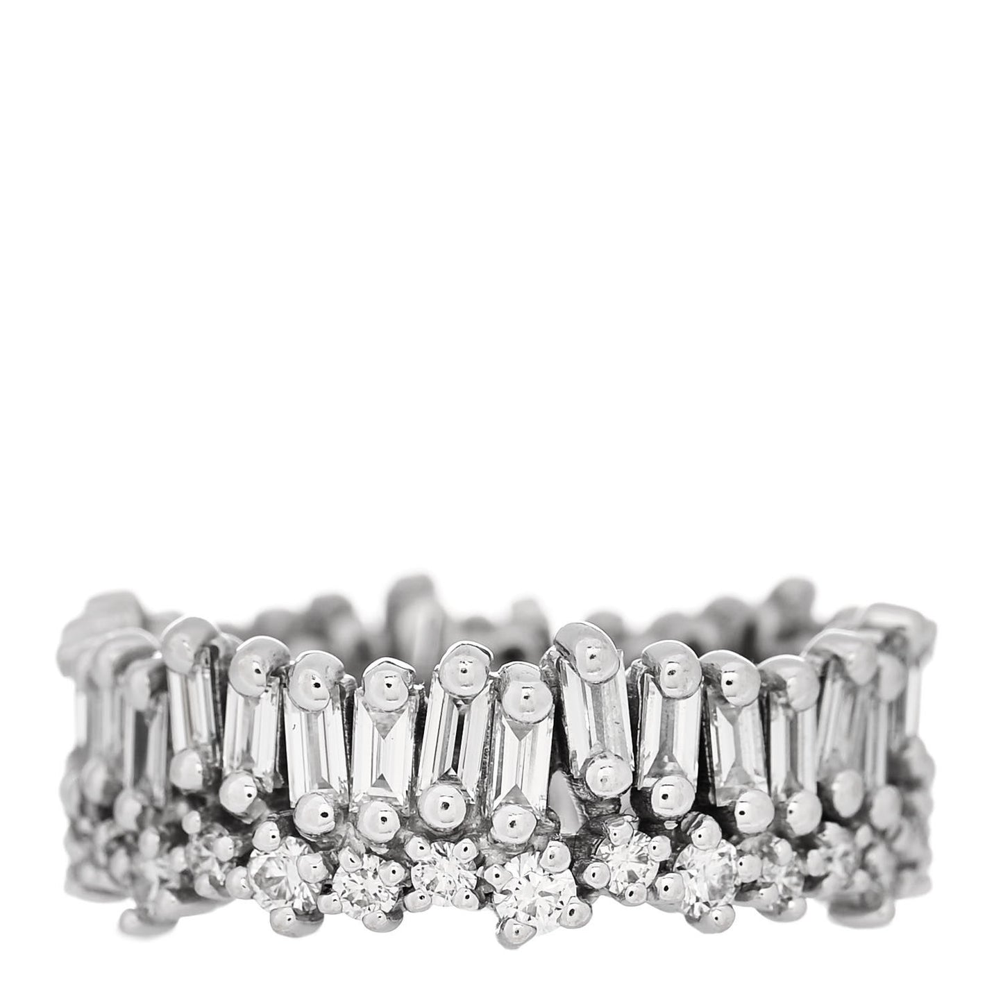18K White Gold Diamond Classic Short Stack Eternity Band Ring 53 6.5
