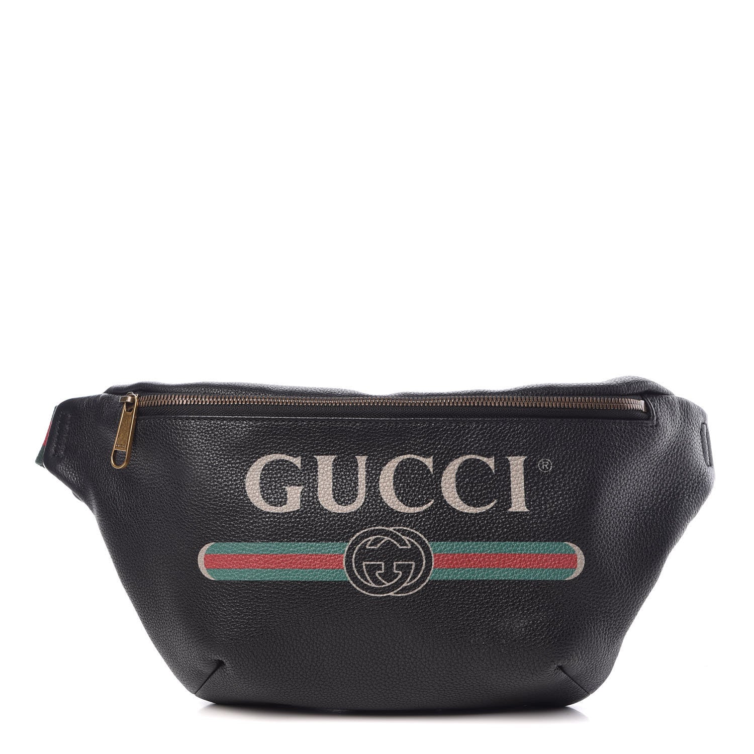 Gucci Grained Calfskin Logo Belt Bag Black 1 of 10