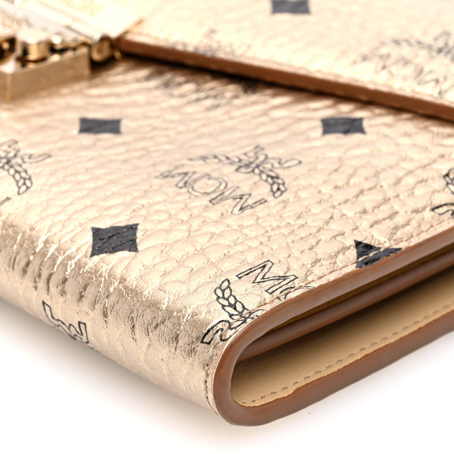 MCM Metallic Visetos Medium Patricia Wallet On Chain Gold 9 of 11