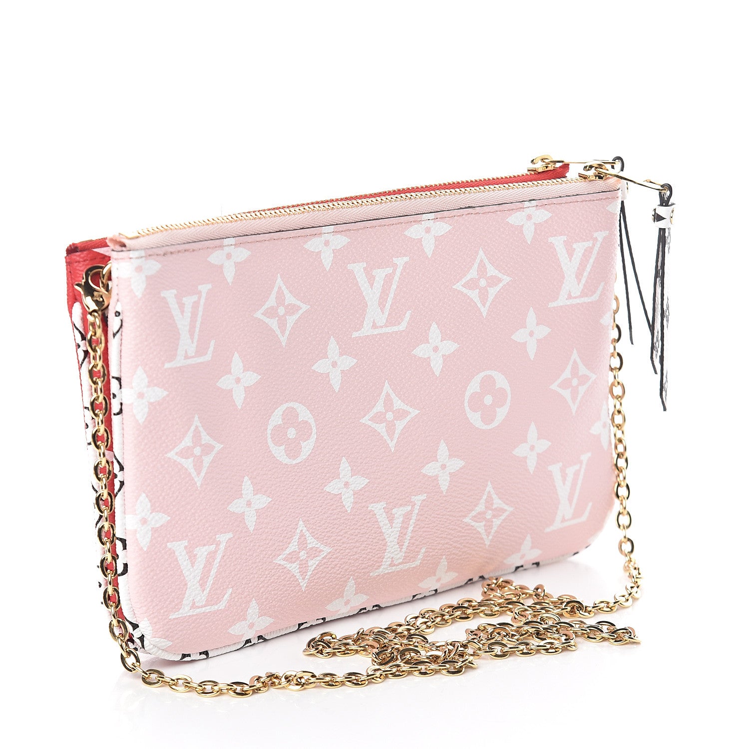 Louis Vuitton Monogram Giant Double Zip Pochette Rouge 2 of 6