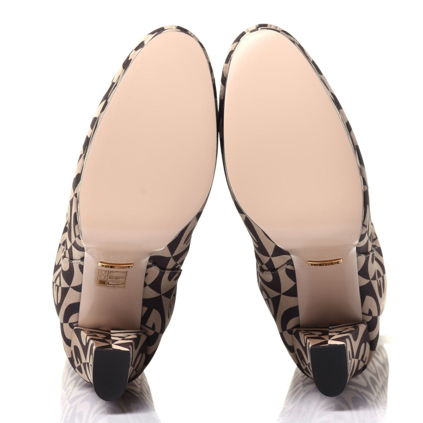 Fabric G Rhombus Print Platform Boots 39.5 Beige Cocoa