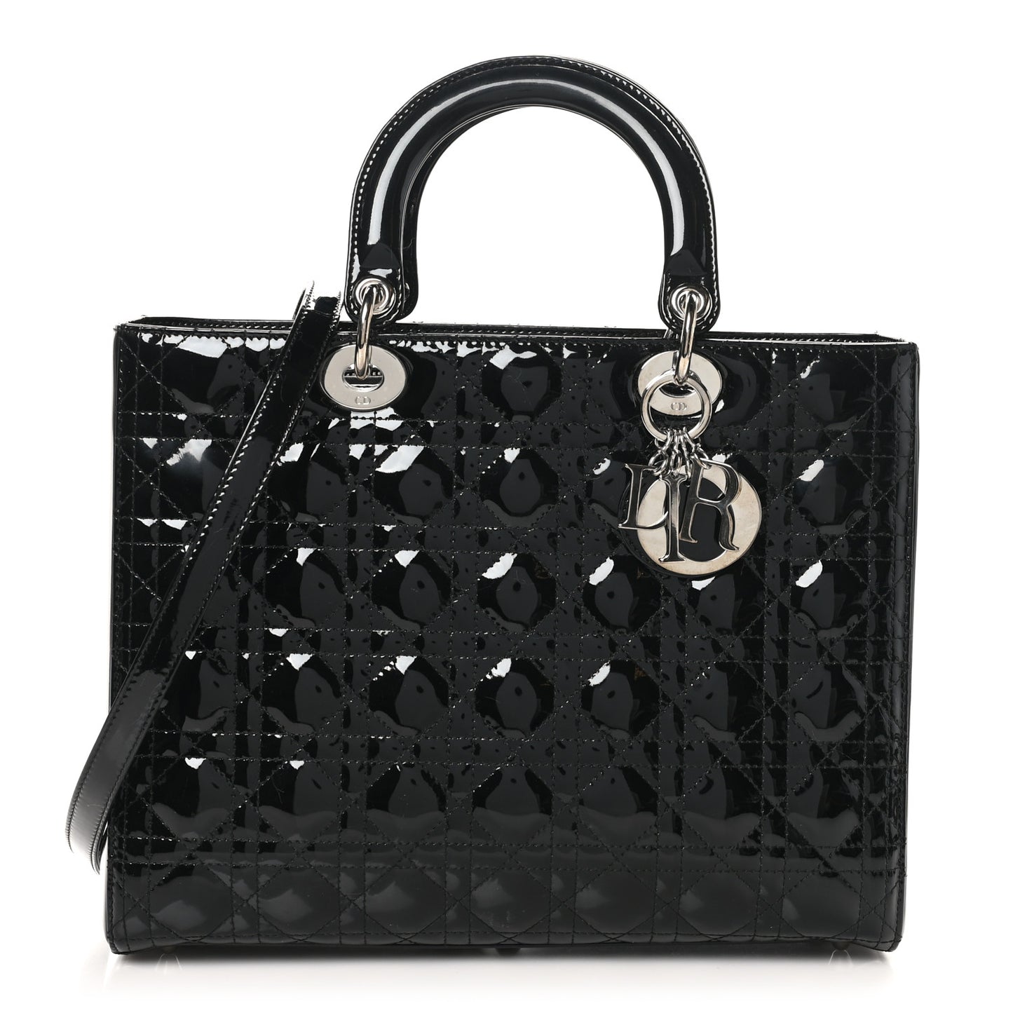 Patent Cannage Large Lady Dior Black