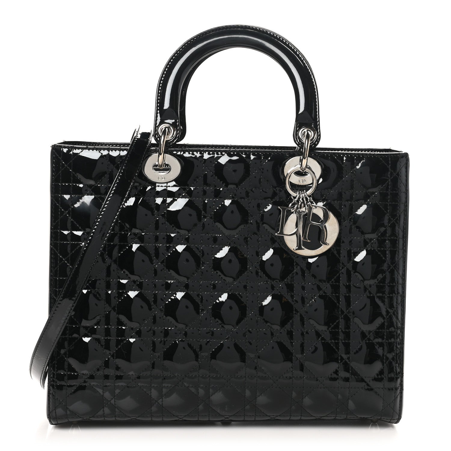 Christian Dior Patent Cannage Large Lady Dior Black 1 of 10