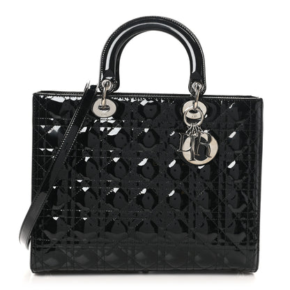 Christian Dior Patent Cannage Large Lady Dior Black 1 of 10