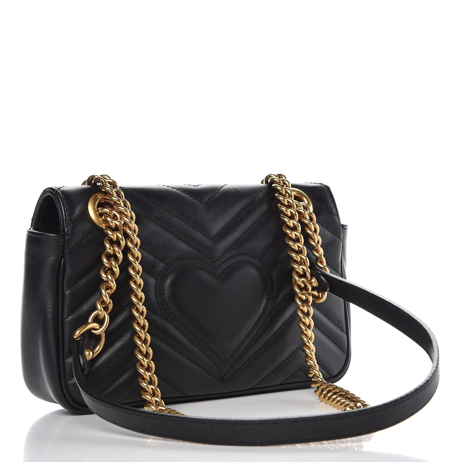 Gucci Calfskin Matelasse Mini GG Marmont Shoulder Bag Black 3 of 10