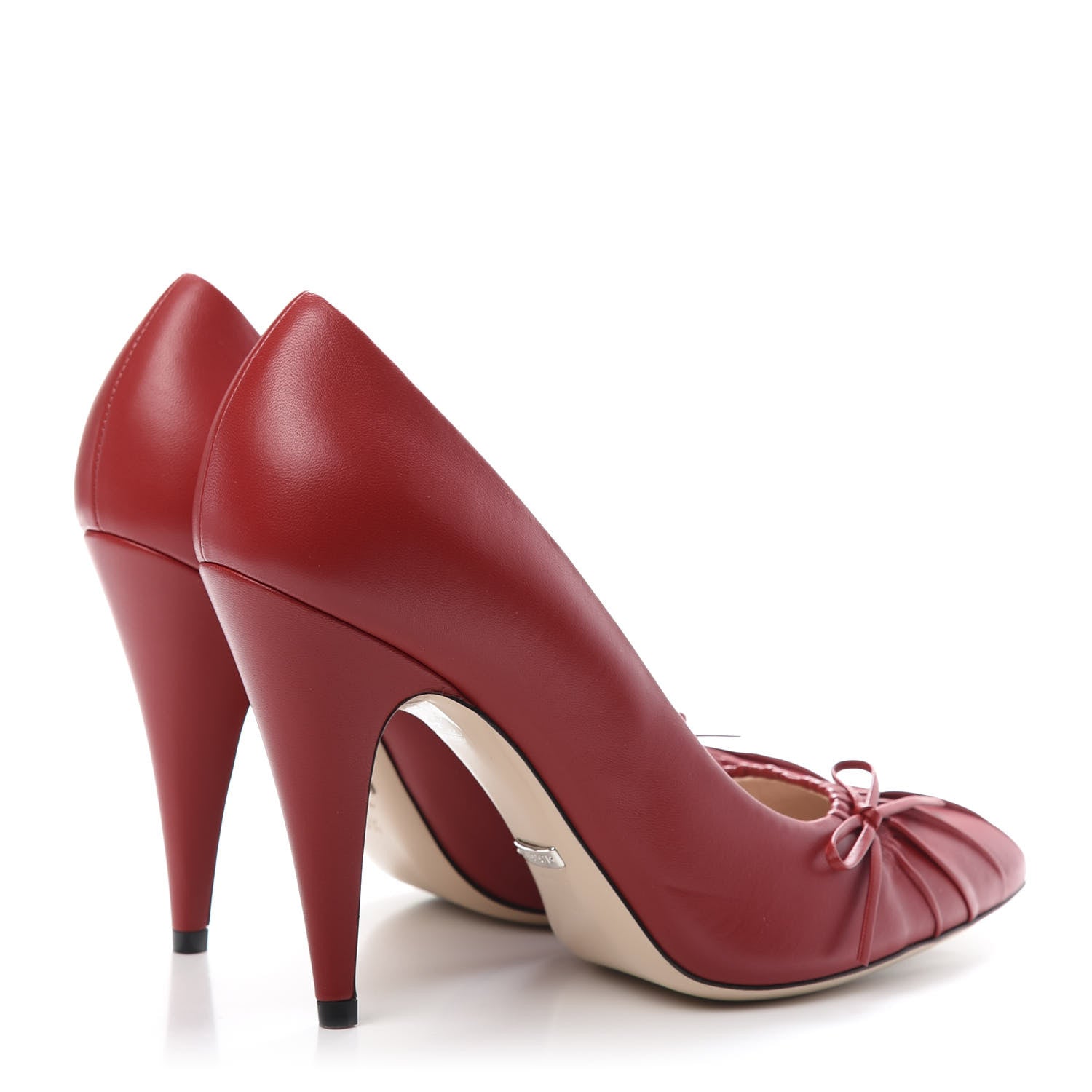 Gucci Nappa Bow High Heel Pumps 38.5 Hibiscus Red 4 of 9