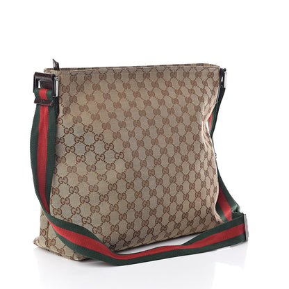 Gucci Monogram Web Medium Flat Messenger Bag Brown 3 of 9