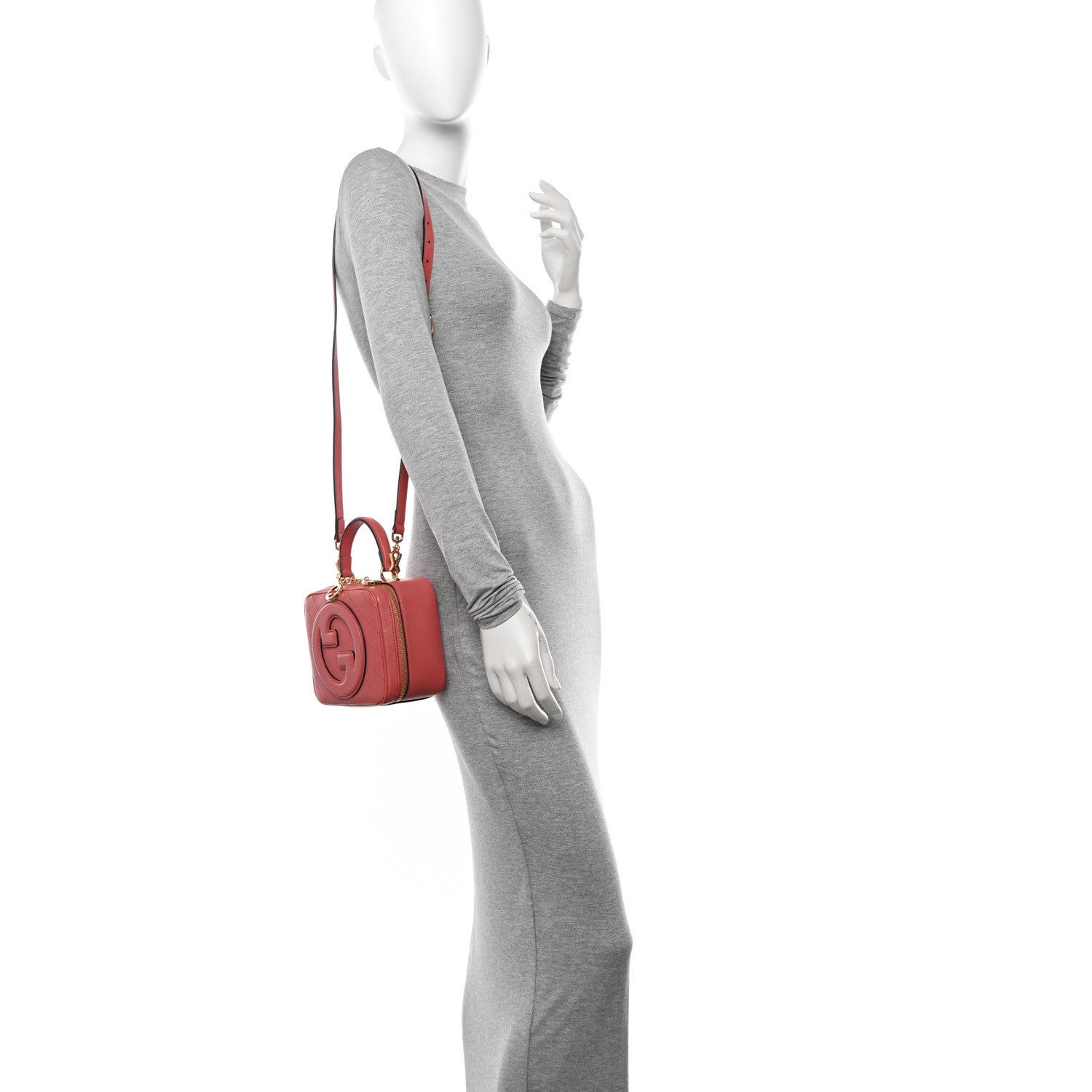 Gucci Sakai Be Green Calfskin Diagonal Stitched Blondie Top Handle Bag Pink 2 of 10