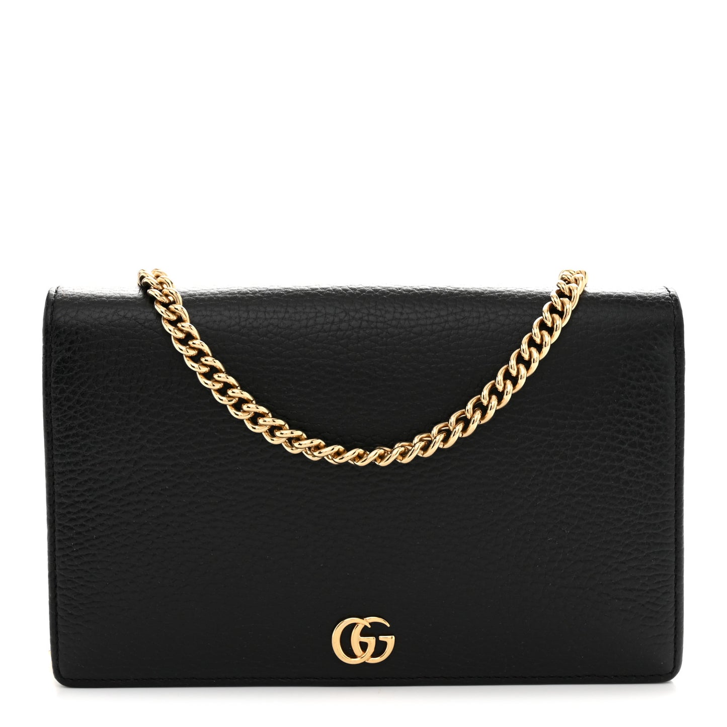 Calfskin Mini GG Marmont Chain Wallet Black