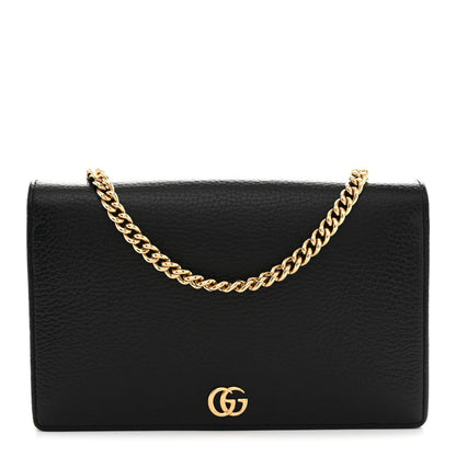 Gucci Calfskin Mini GG Marmont Chain Wallet Black 1 of 11