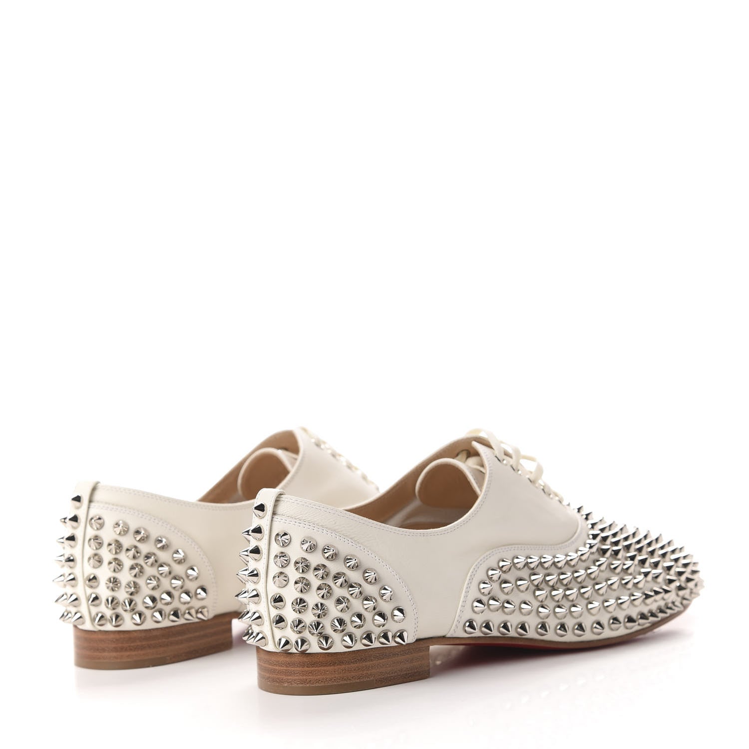 Christian Louboutin Nappa Freddy Spikes Donna Flat Sneakers 38 Latte Silver 4 of 8