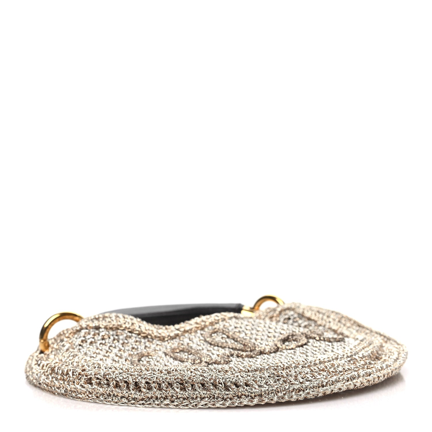 Chloe Metallic Crochet Calfskin Mini Summer Banana Hobo Silver 4 of 9