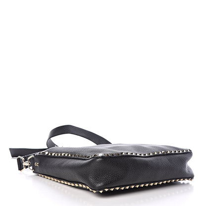Valentino Garavani Pebbled Calfskin Large Rockstud Flip-Lock Messenger Bag Black 4 of 8