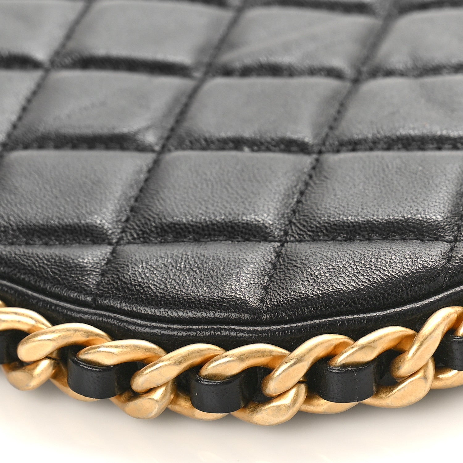 Chanel Shiny Crumpled Lambskin Quilted Large Trendy Chain Around Hobo Black 9 of 9