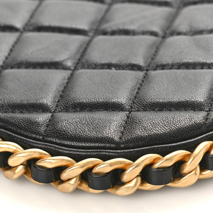 Chanel Shiny Crumpled Lambskin Quilted Large Trendy Chain Around Hobo Black 9 of 9
