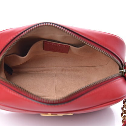 Gucci Calfskin Matelasse Mini GG Marmont Chain Shoulder Bag Hibiscus Red 5 of 11