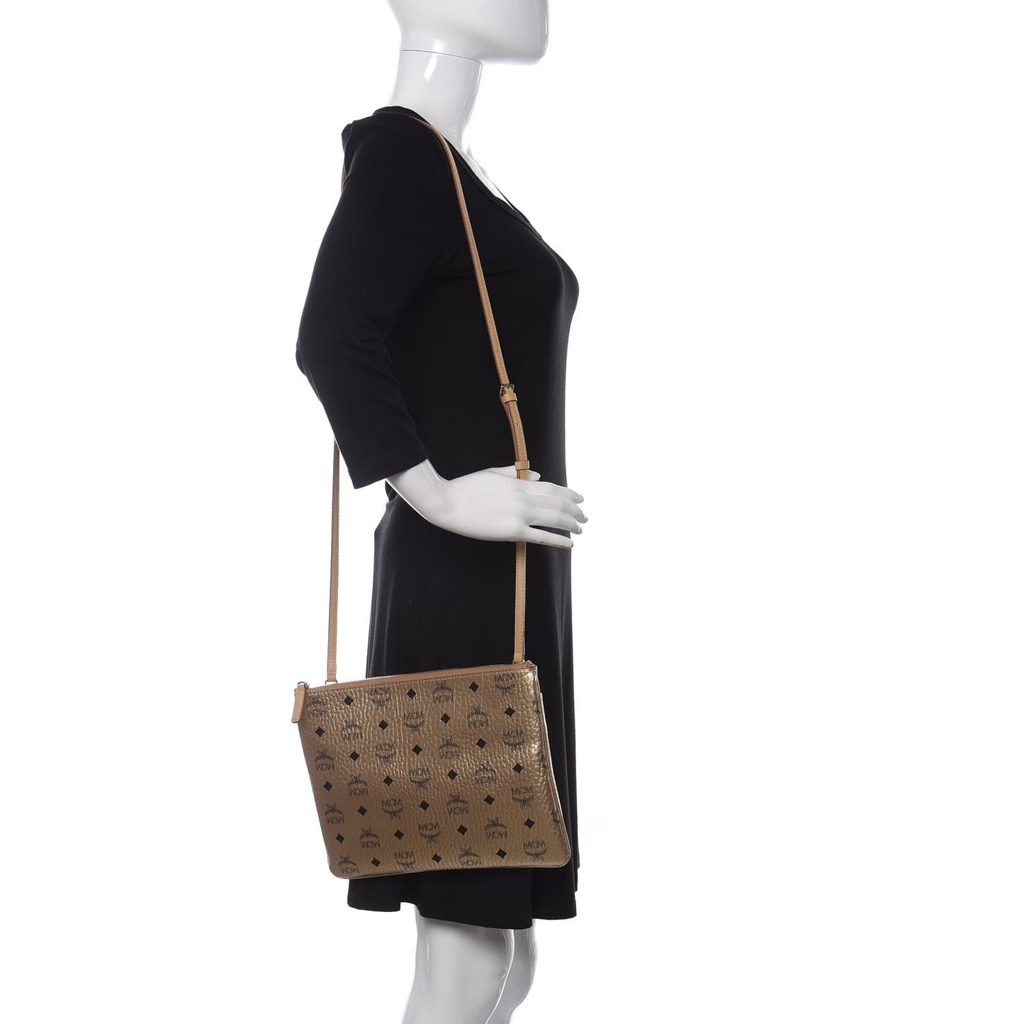 Metallic Visetos Medium Crossbody Pouch Berline Gold