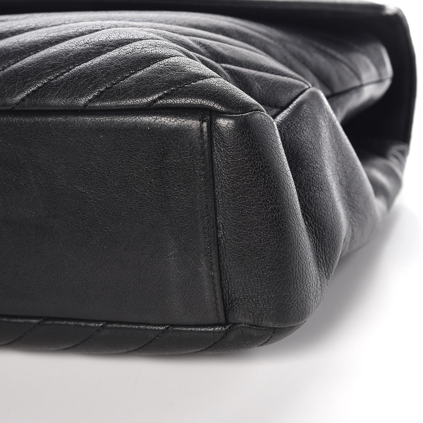 Sheepskin Matelasse Chevron Monogram Large College Satchel Black