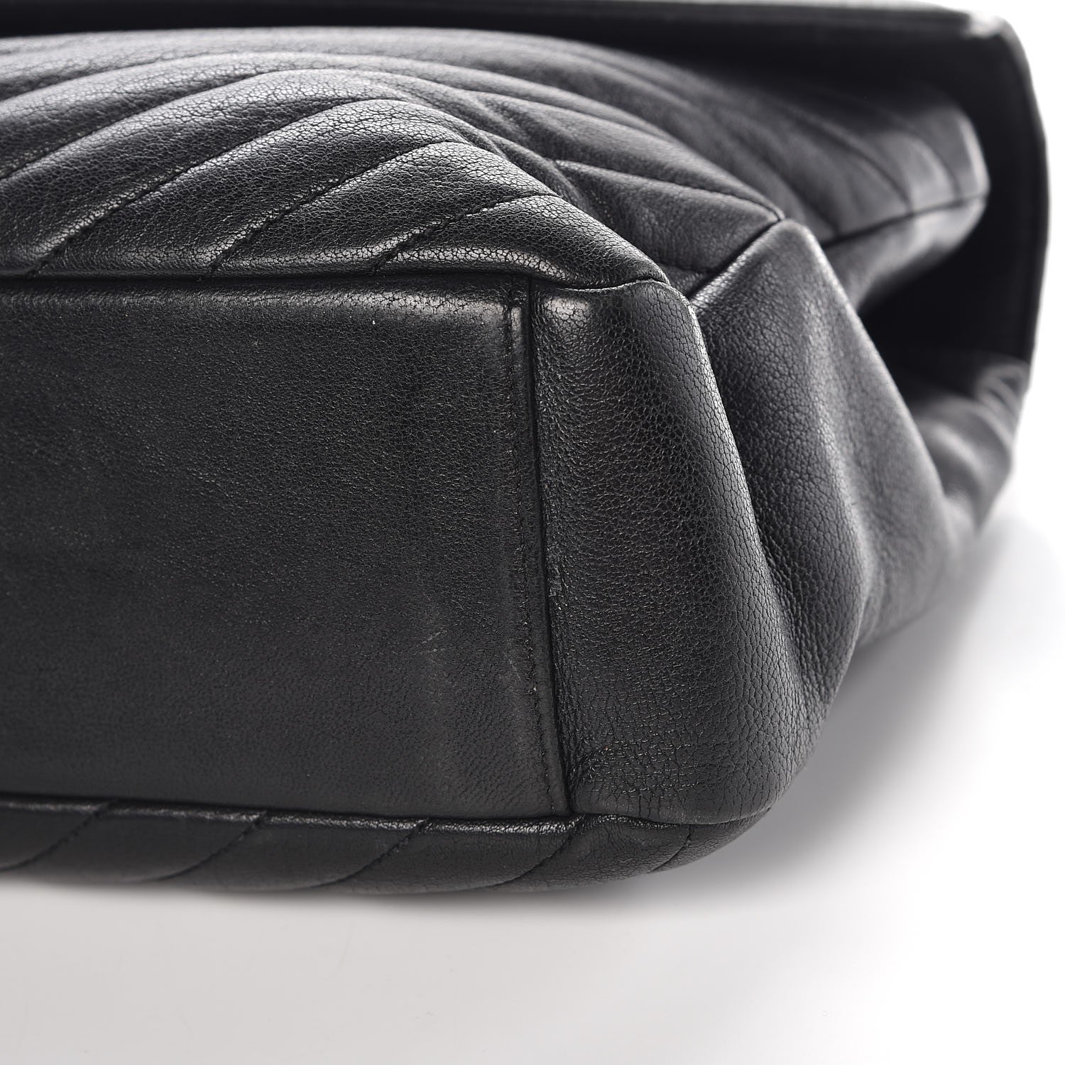 Saint Laurent Sheepskin Matelasse Chevron Monogram Large College Satchel Black 12 of 13