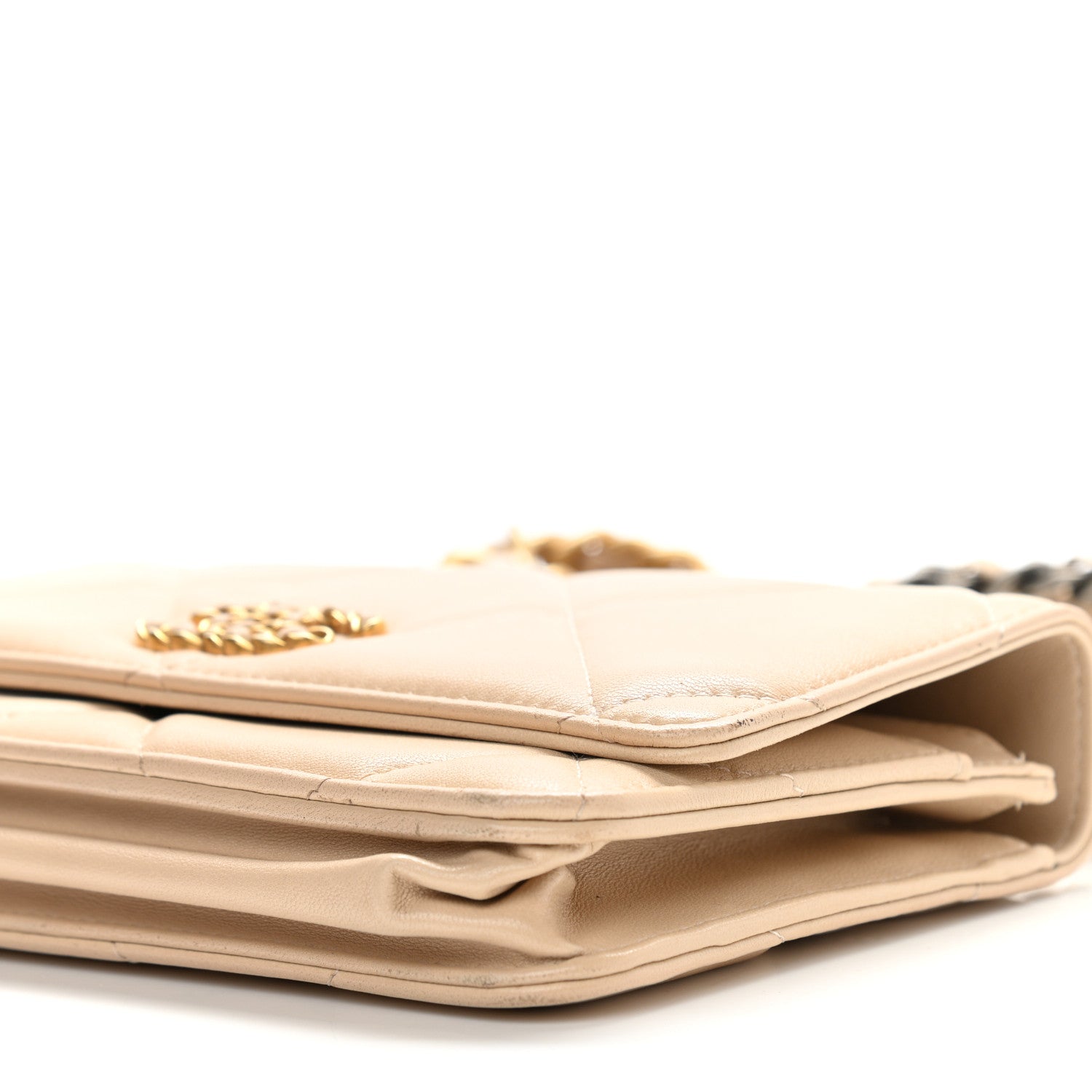 Chanel Lambskin Quilted Chanel 19 Wallet On Chain WOC Beige 10 of 12