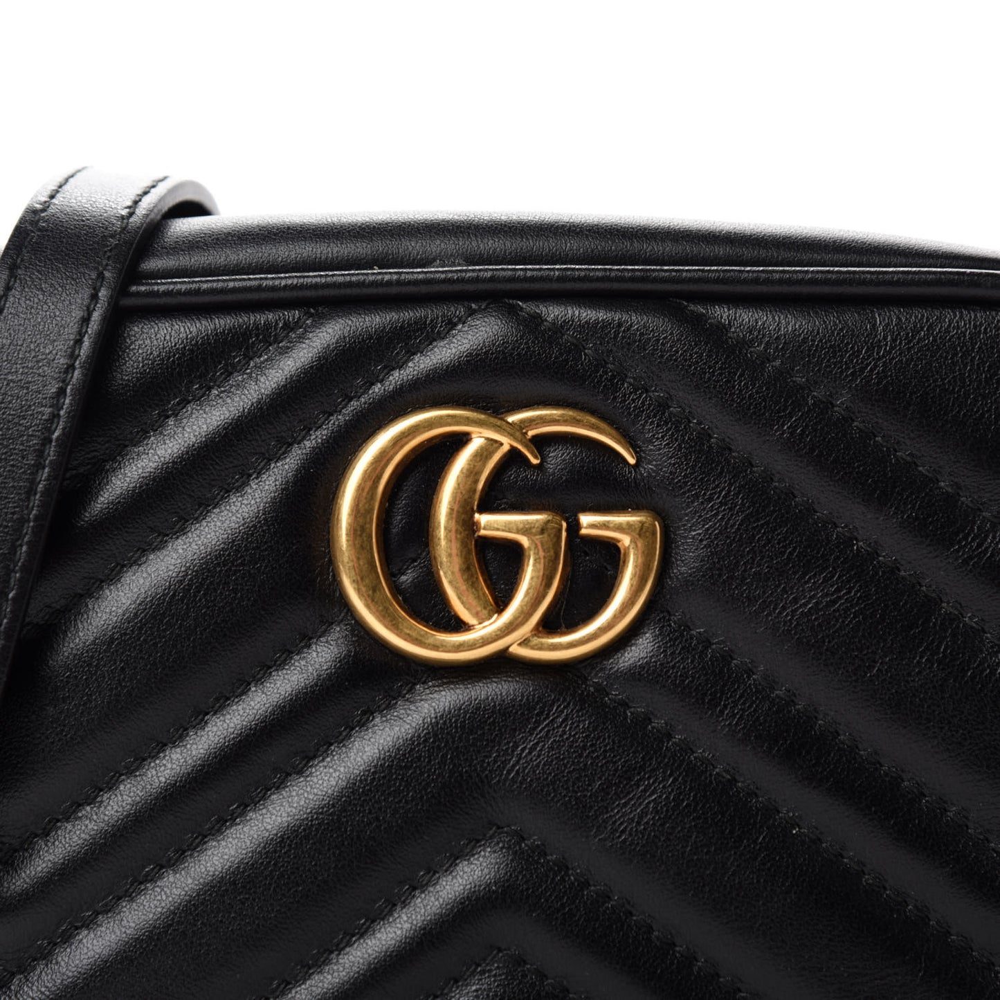 Calfskin Matelasse Mini GG Marmont Chain Shoulder Bag Black