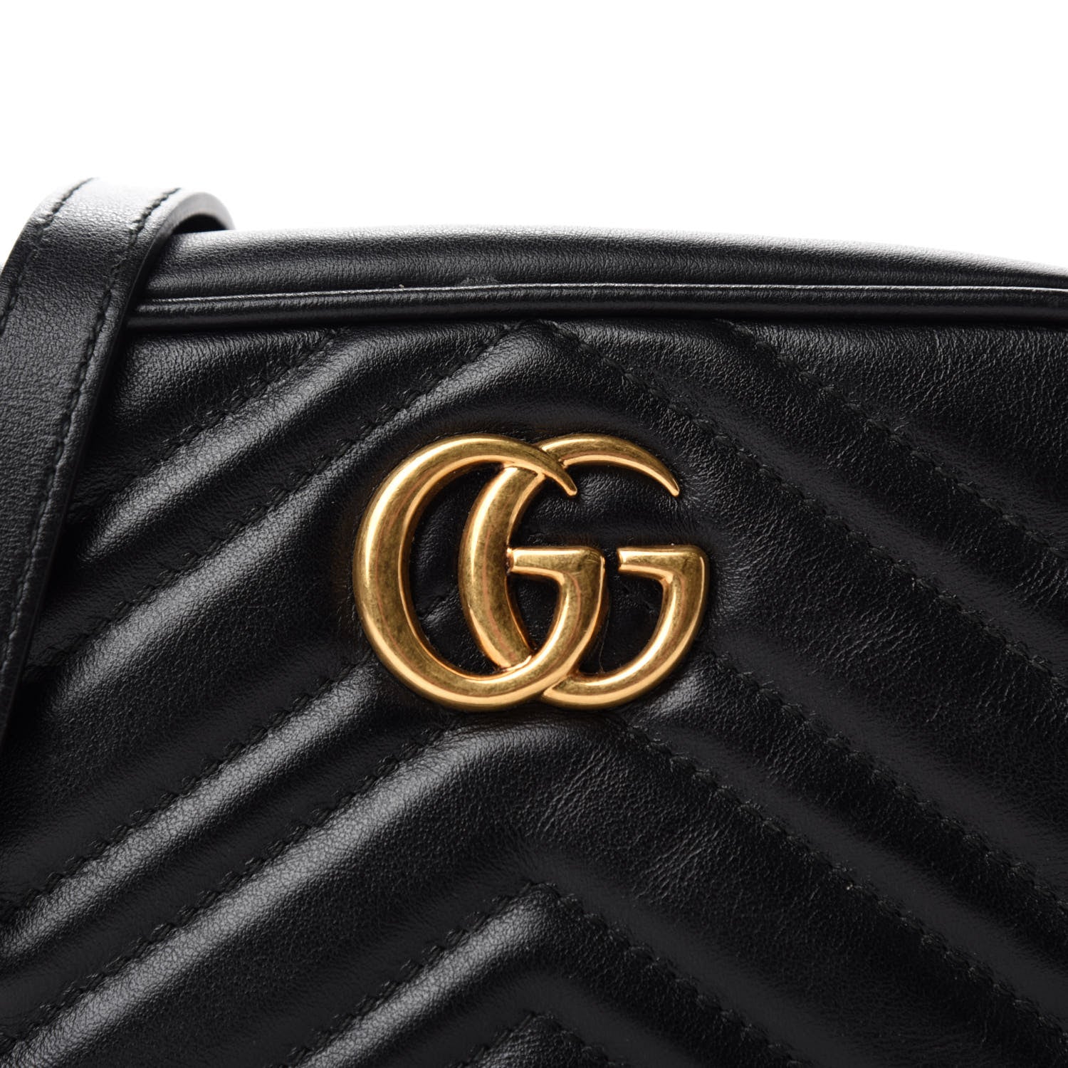 Gucci Calfskin Matelasse Mini GG Marmont Chain Shoulder Bag Black 12 of 12