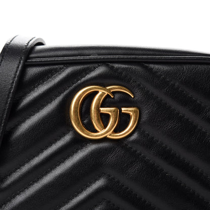 Gucci Calfskin Matelasse Mini GG Marmont Chain Shoulder Bag Black 12 of 12