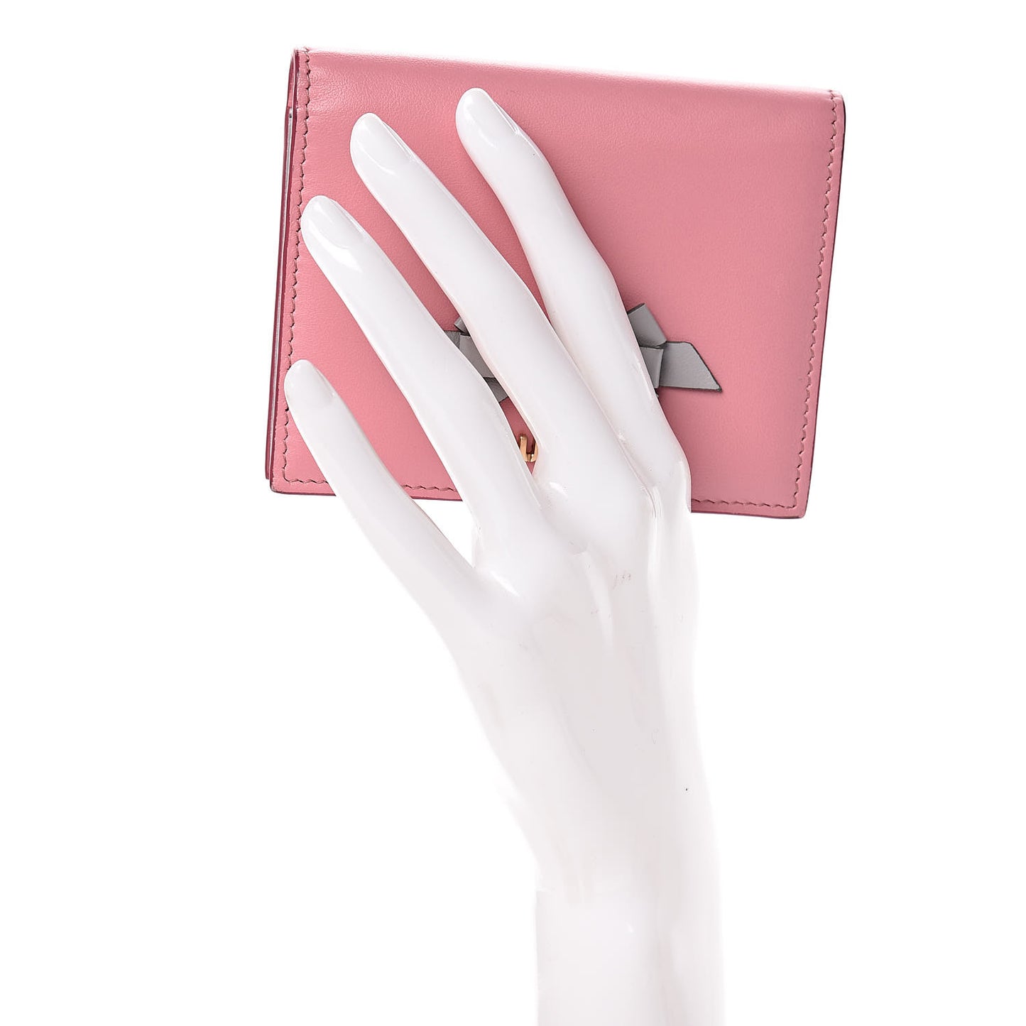 Soft Calfskin Mini Bow Wallet Petalo Granito
