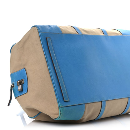 Prada Canvas Calfskin Duffle Beige Blue 9 of 20
