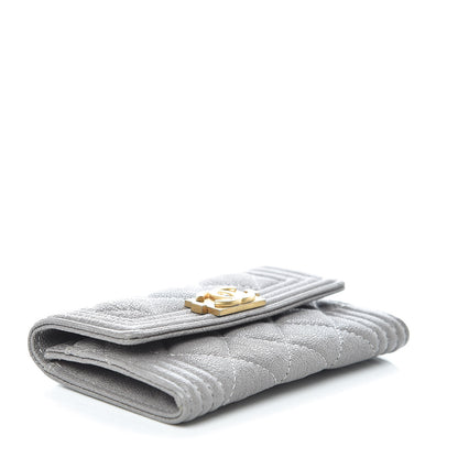 Chanel Caviar Quilted Boy Flap Card Holder Grey 4 of 9