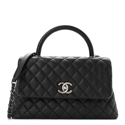 Chanel Caviar Lizard Embossed Quilted Small Coco Handle Flap Black 1 of 9