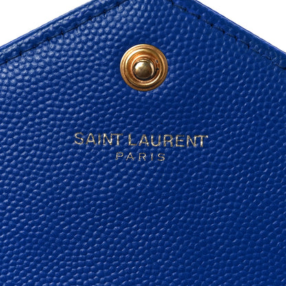 Saint Laurent Grain De Poudre Matelasse Chevron Monogram Envelope Chain Wallet Blue Majorelle 6 of 7