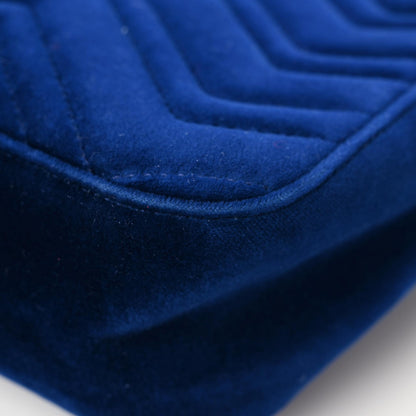 Gucci Velvet Matelasse Medium GG Marmont Shoulder Bag Cobalt Blue 11 of 15