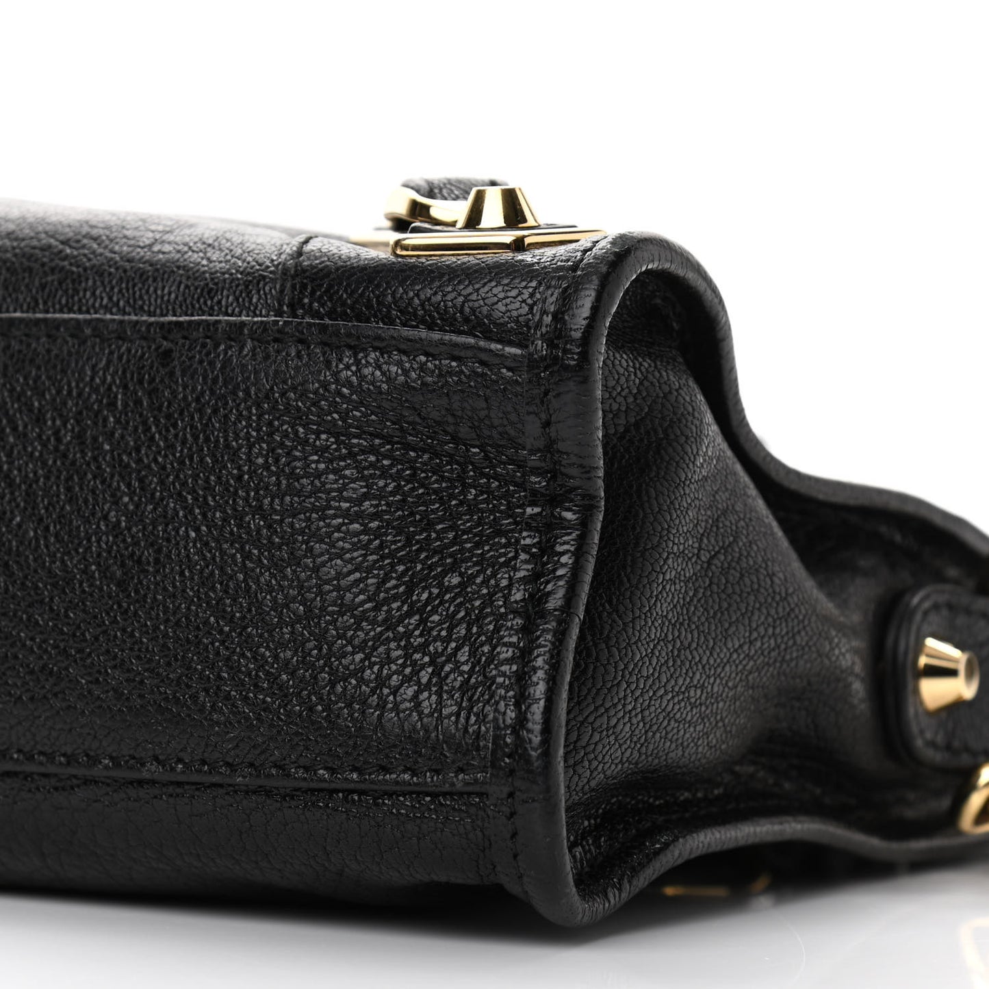 Chevre Gold Metallic Edge Hardware Mini City Black