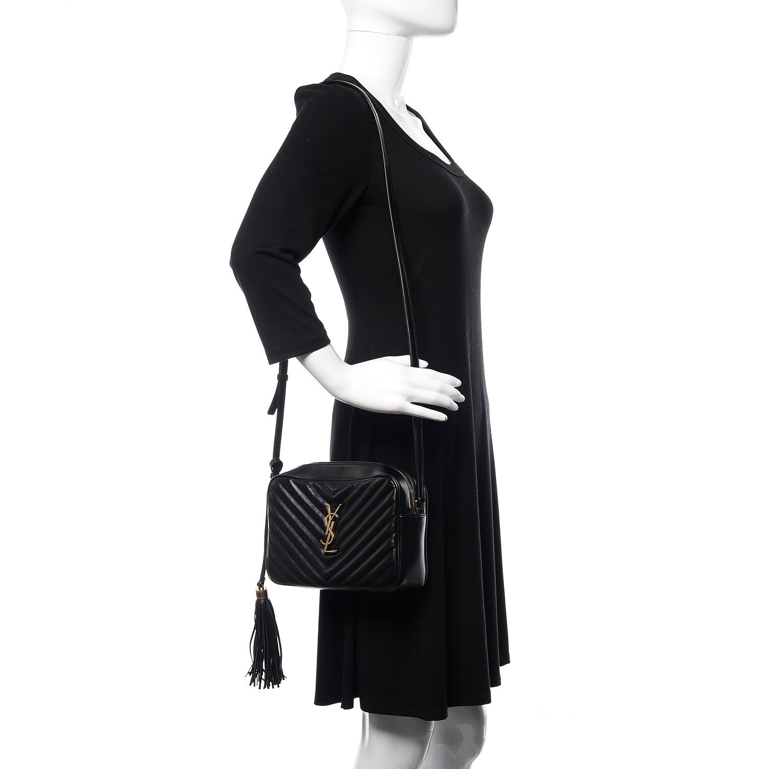 Saint Laurent Calfskin Matelasse Monogram Lou Camera Bag Black 2 of 11