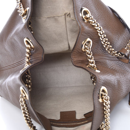 Gucci Pebbled Calfskin Medium Soho Chain Shoulder Bag Maple Brown 6 of 14
