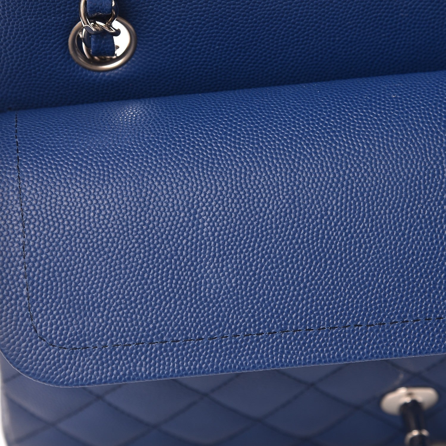 Chanel Caviar Quilted Medium Double Flap Blue 10 of 11