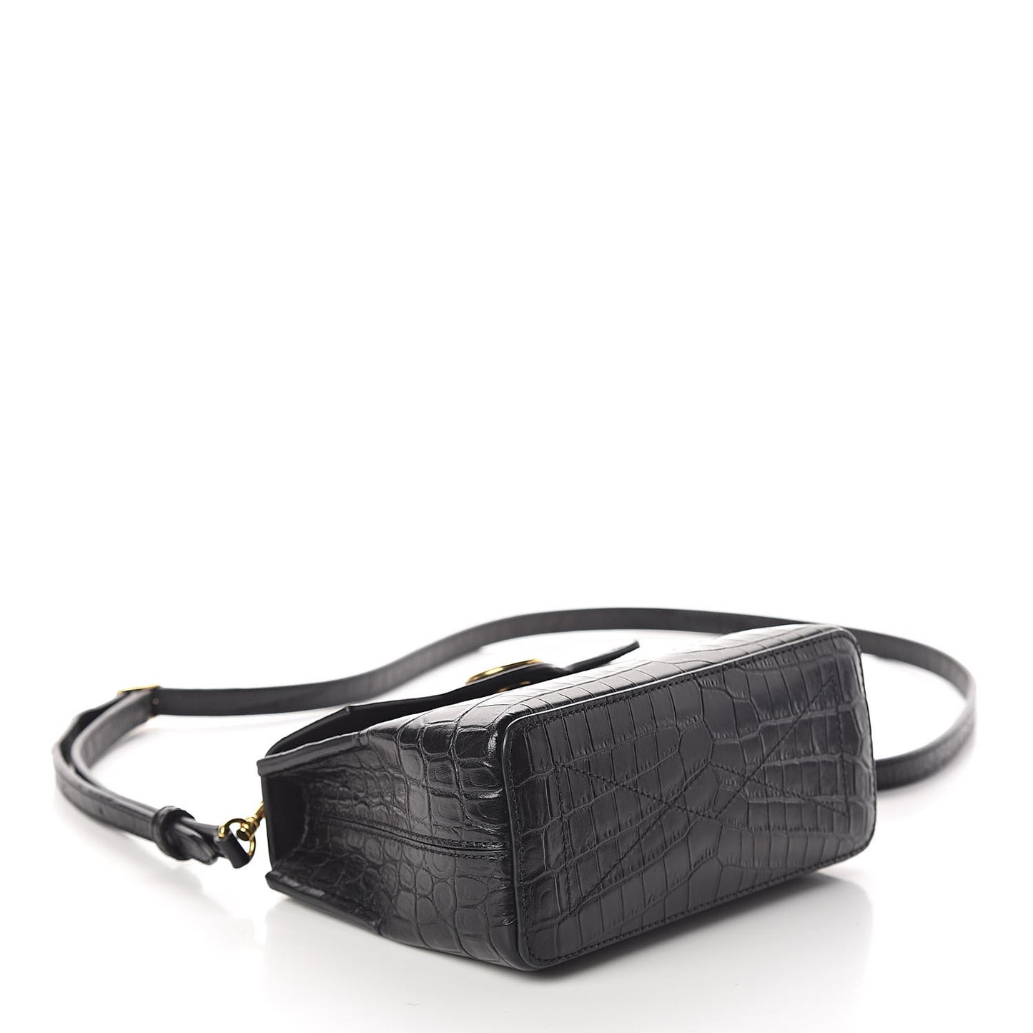 Calfskin Crocodile Embossed Micro Seaton Black