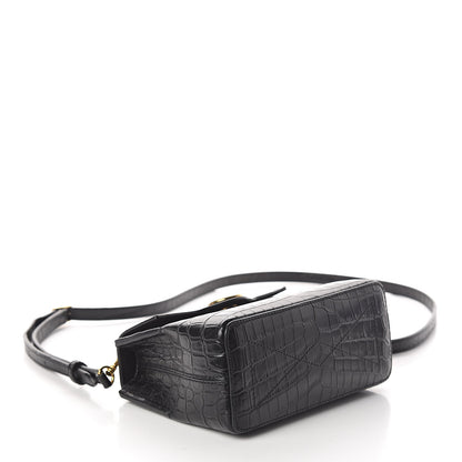 Mulberry Calfskin Crocodile Embossed Micro Seaton Black 4 of 9