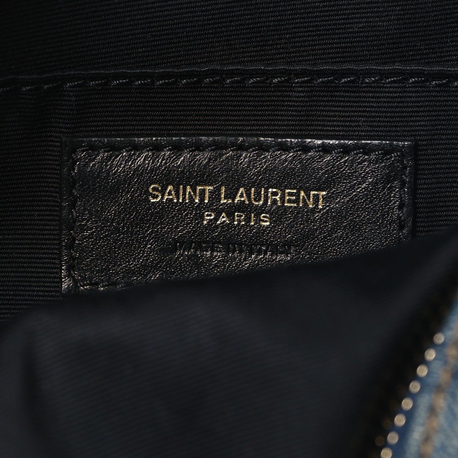 Saint Laurent Denim Quilted Monogram Round Crossbody Bag Rodeo Blue Black 6 of 11