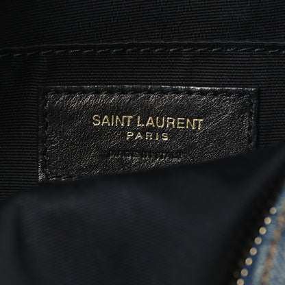 Saint Laurent Denim Quilted Monogram Round Crossbody Bag Rodeo Blue Black 6 of 11