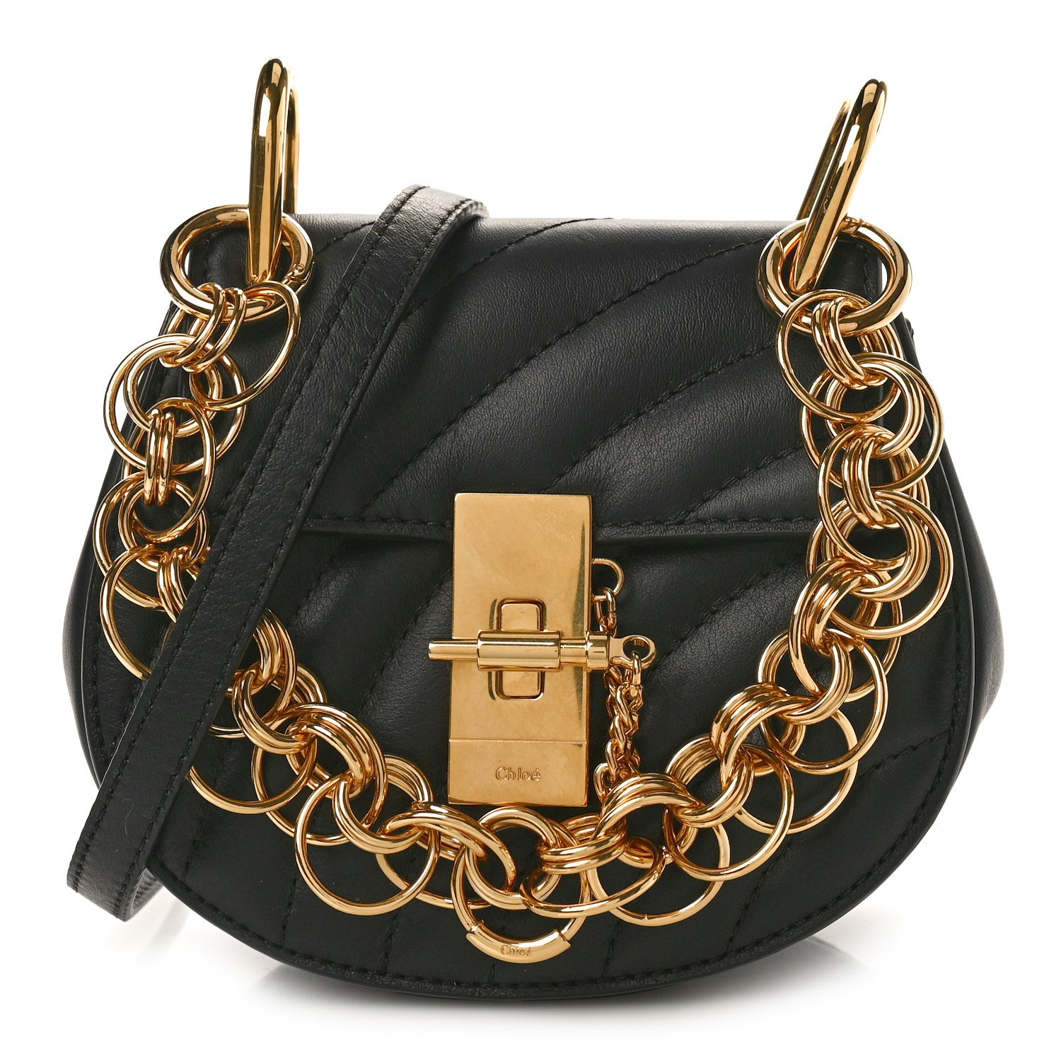 Chloe Calfskin Quilted Nano Drew Bijou Shoulder Bag Black 1 of 9