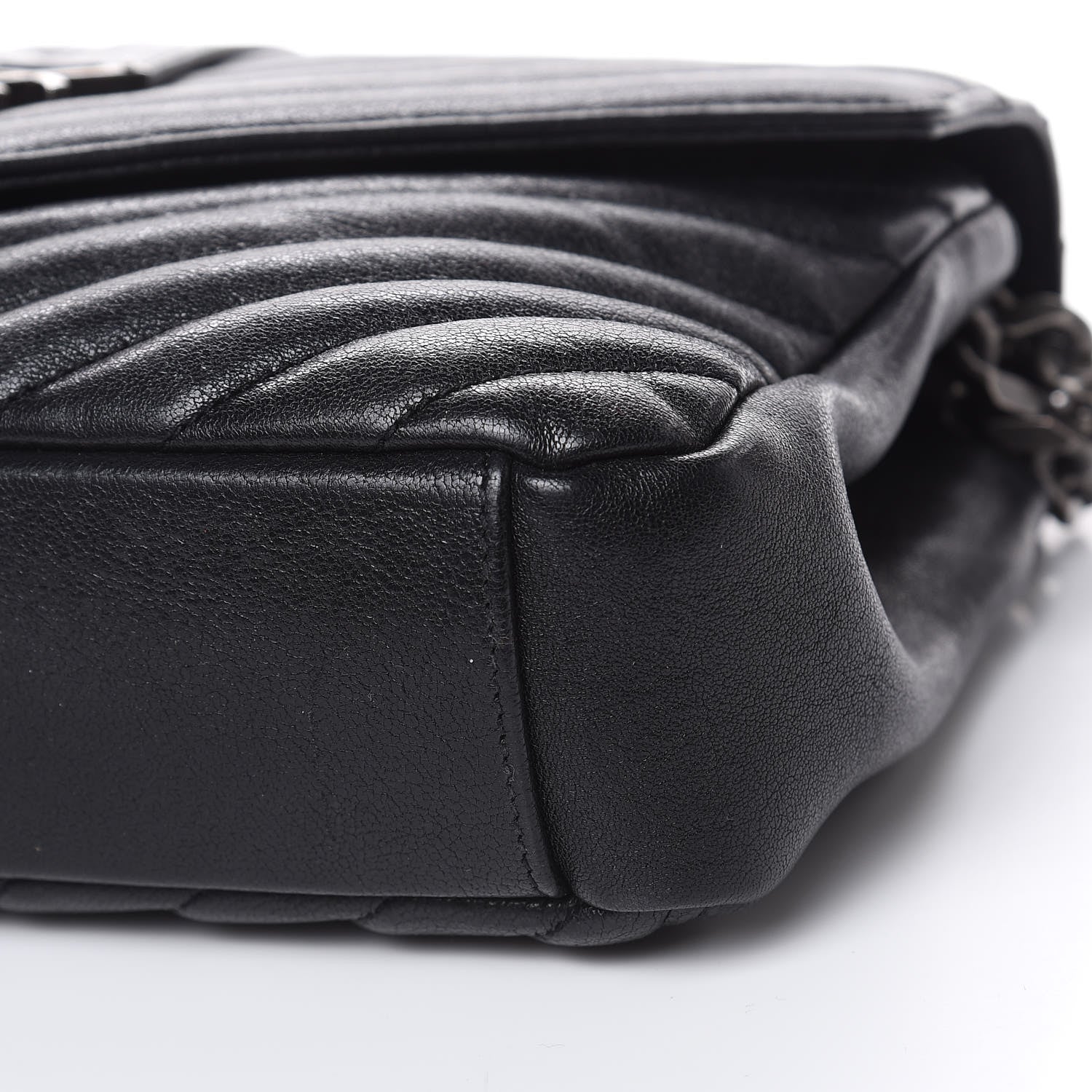 Saint Laurent Sheepskin Matelasse Chevron Monogram Medium College Bag Black 10 of 11