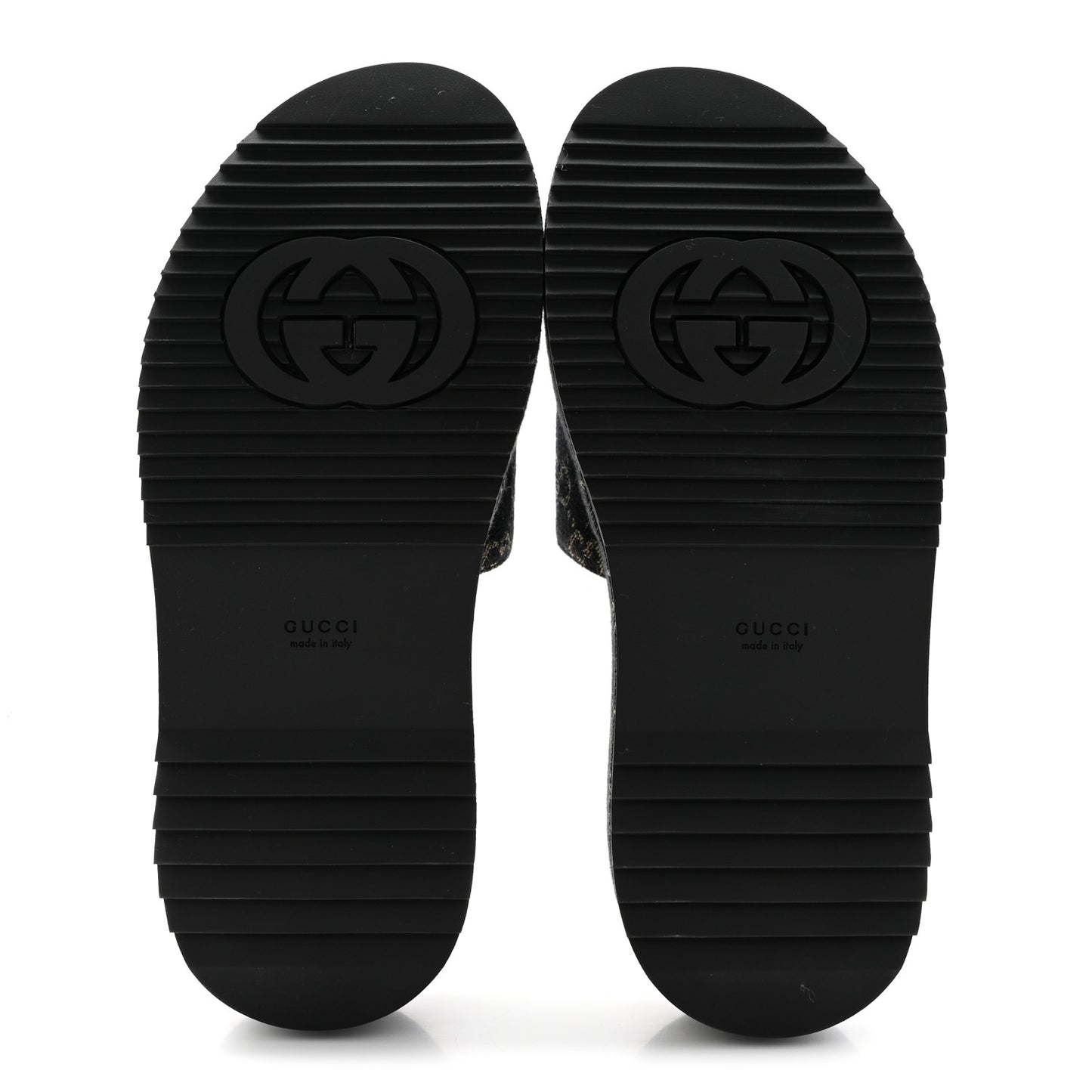 Jacquard Black Denim GG Monogram Angelina Platform 55mm Slide Sandals 38 Black Ivory