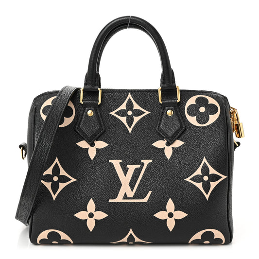 Empreinte Monogram Giant Speedy Bandouliere 25 Black Beige