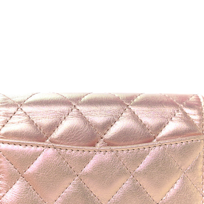 Chanel Iridescent Calfskin Quilted Flap Card Holder Wallet Pink 17 of 18