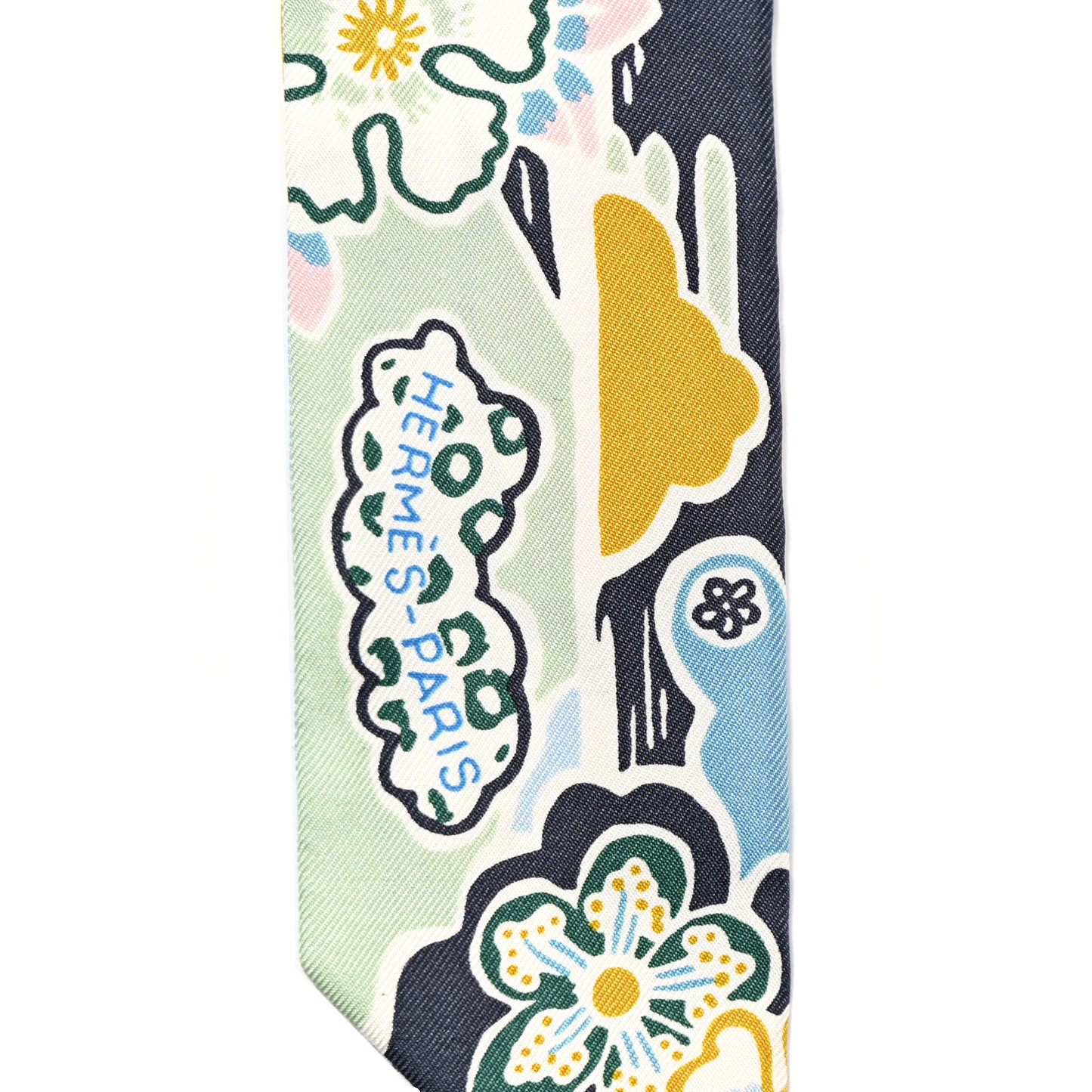 Silk Bingata Twilly Bleu Ciel Vert Rose