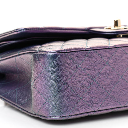 Chanel Iridescent Caviar Quilted Medium Double Flap Dark Blue 9 of 11