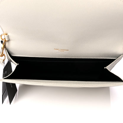 Saint Laurent Grain De Poudre Matelasse Chevron Monogram Envelope Clutch Blanc Vintage 4 of 4