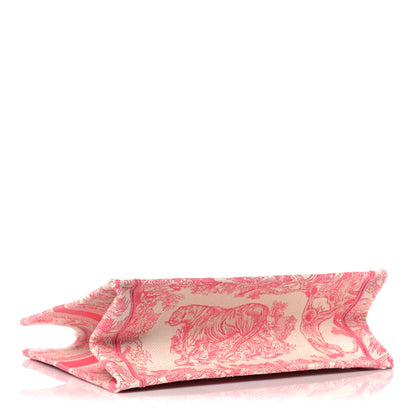 Christian Dior Canvas Embroidered Medium Dioriviera Toile De Jouy Book Tote Peony Pink 4 of 11